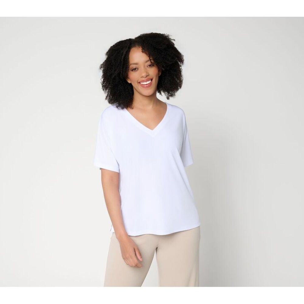 Susan Graver Women's Top Sz L Make Your Selection: Essentials White A728294